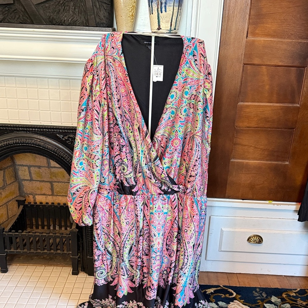 Ashley Stewart Multicolor Paisley‎ Midi Dress-NWT